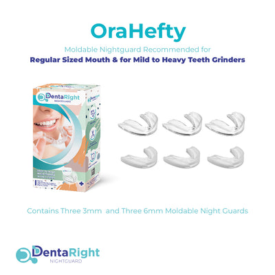 OraHefty: Moldable Nightguard Recommended for Regular Sized Mouth & for Mild to Heavy Teeth Grinders