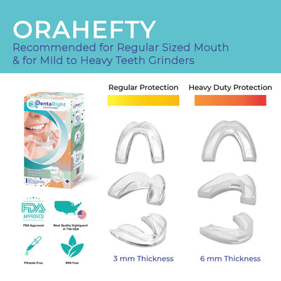 OraHefty: Moldable Nightguard Recommended for Regular Sized Mouth & for Mild to Heavy Teeth Grinders